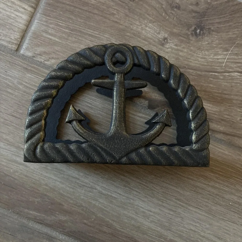 A Core‎ Kitchen Anchor Napkin/Letter Holder In Nautical Black Cast Iron